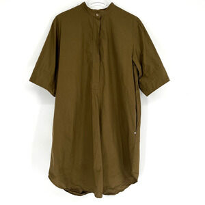 Ottod'Ame Dress Womens 6‎ Green Brown Shift Lagenlook Relaxed Short Sleeve